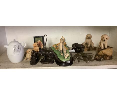 SHELF OF VARIOUS ANIMAL RELATED ORNAMENTS ETC