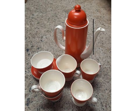 RED  COLOURED COFFEE SET BY CARLTONWARE 