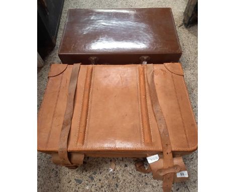 2 VINTAGE SUITCASES, 1 LEATHER IN NEED OF ATTENTION &amp; 1 POSSIBLY RAF FLIGHT OFFICERS ADJUSTABLE SUITCASE