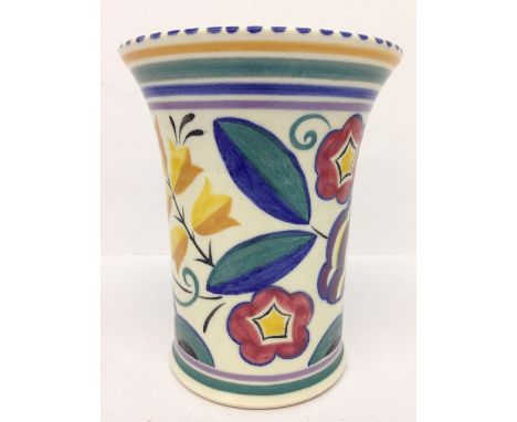 A Poole Pottery vase, shape 199, decorated in the YW pattern by Clarice Heath.