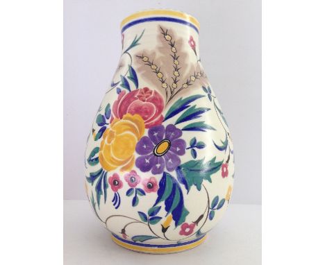 A large Poole Pottery vase, shape 337, decorated in the ZW pattern by Eileen Prangnell (10").