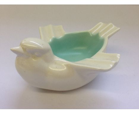 A Poole Pottery bird shaped ashtray in two colour and Picotee glaze.