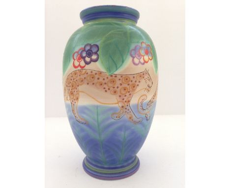 A modern Poole Studio vase, decorated in the Strolling Leopard pattern, designed by Sally Tuffin, the first Limited Edition o