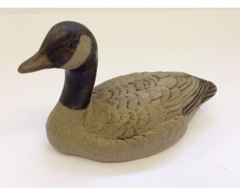 A Poole Pottery Barbara Linley Adams stoneware model of a Decoy Duck.