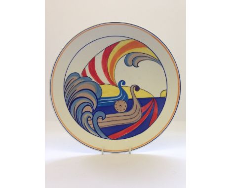 A modern Poole Studio dish, designed by Karen Brown in the Swanage Viking pattern, painted by Nicola Massarella (10.5"), (box