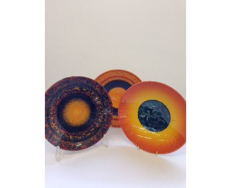 Three Poole Studio dishes from the Planets Series, designed by Alan Clarke: Pluto, Neptune and Saturn (10.5"), (all boxed).