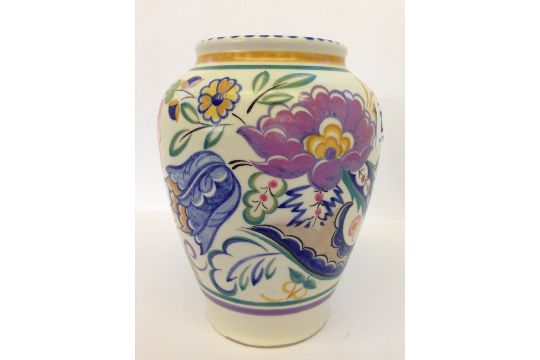 A Poole Pottery Vase Shape 442 Decorated In The Ap Pattern By