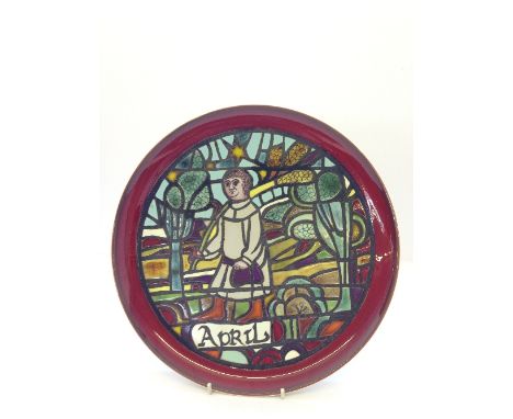 A Poole Pottery Medieval calendar plate, April 142/1000, painted by T D Trapp.