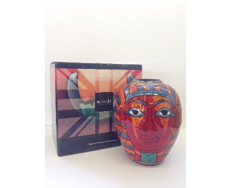 A Poole Pottery 'Unique' Studio vase, in the Tutankhamun design hand thrown by Alan White, decorated by Nikki Massarella with