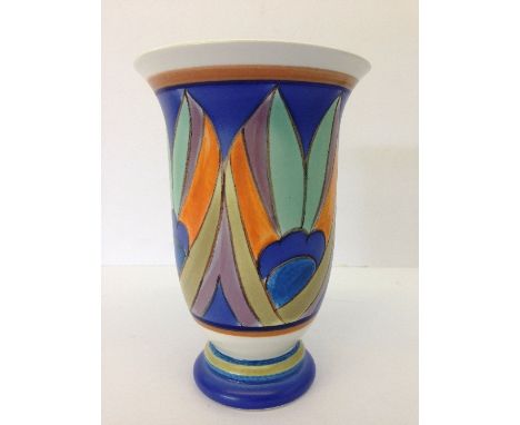 A Poole Studio vase decorated in an Art Deco style Floral pattern (6").