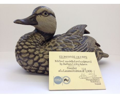 A Poole Pottery Barbara Linley Adams stoneware model of a Mallard, 294/1,000 (with Certificate).