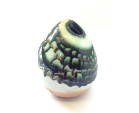 A Poole Pottery Atlantis pebble shape pen holder, thrown and glazed by Guy Sydenham.