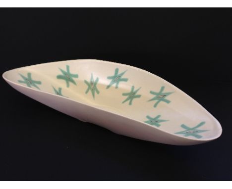 A 1950's Poole Pottery Contemporary flower arranging trough, decorated in the FST pattern (17.5" diameter).