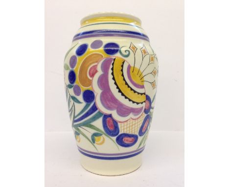 A Poole Pottery vase, shape 599, decorated in the BO pattern by Doris Marshall (8.5").