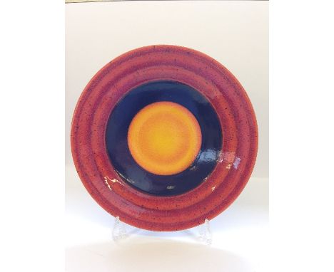 A Poole Pottery Planets charger: Pluto from a Limited Edition by Alan Clarke to mark the alignment of the planets 5.5.2000.