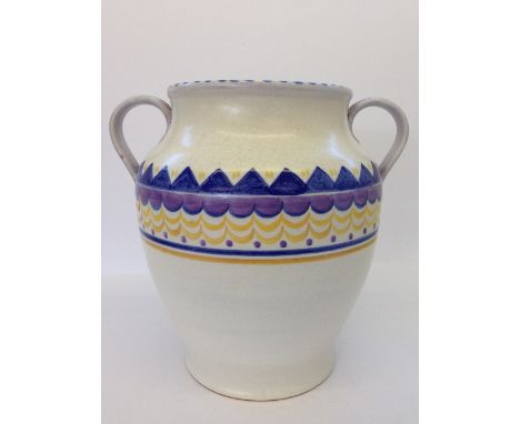A Carter Stabler Adams Limited Poole Pottery twin handled vase, shape 552, decorated in the QO pattern by Winifred Collett (1