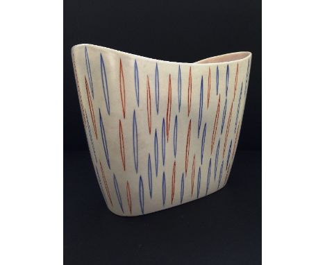 A Poole Pottery Freeform Contemporary vase decorated in the PV stripes pattern, shape 342 (8inches)