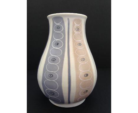 A Poole Pottery Freeform vase, decorated in the PLC pattern (6").