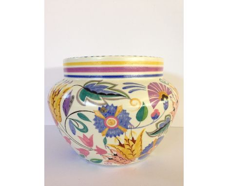 A Poole Pottery jardiniere, shape 924, decorated in the OL pattern, painted by Myrtle Bond (7").