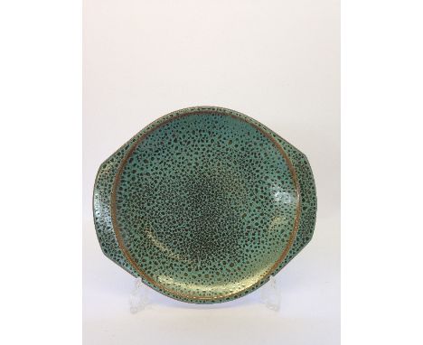 A Poole Pottery tray dish, designed by Tony Morris and Guy Sydenham in the Sea Crest pattern (13.5" diameter).