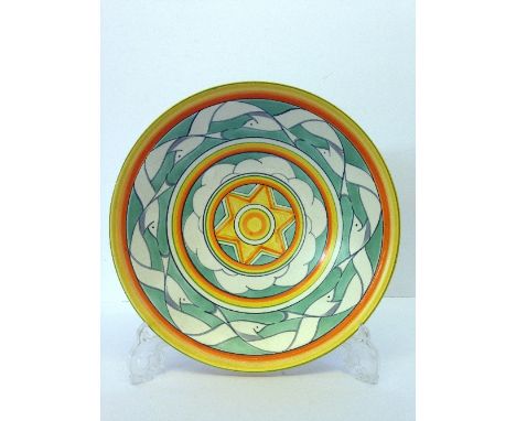 A Poole Studio pedestal bowl designed by Sally Tuffin in the Seagull pattern, decorated by Nikki Massarella (10.5").