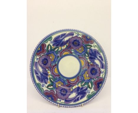 A Poole Pottery dish, shape 909, decorated in the PB pattern by Dorothy James (10.75").