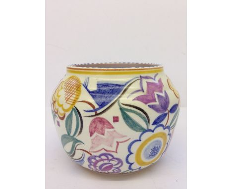 A Poole Pottery vase, shape 880, decorated in the GD pattern by Winifred Collett (4.5").