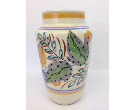 A Poole Pottery vase, shape 595, decorated in the YK pattern by Mary Brown (9").