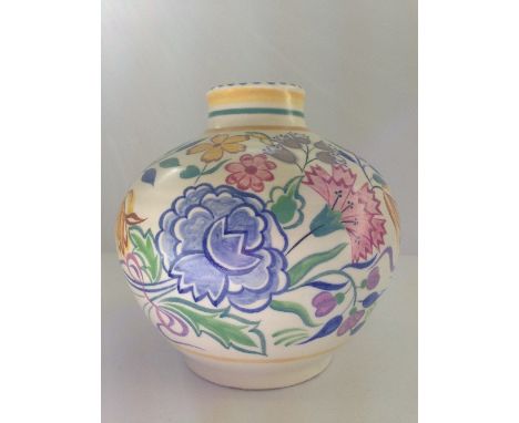 A Poole Pottery globular vase, shape 620, decorated in the BN pattern by Pat Summers.