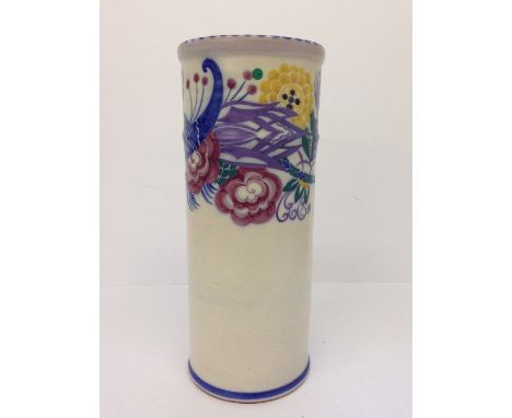 A Carter Stabler Adams Limited Poole Pottery cylindrical vase, shape 677, decorated in the YQ pattern by Eileen Prangnell (12