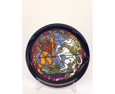 A Poole Pottery Tony Morris design Queen's Silver Jubilee dish, painted by K J Hickisson (12.75").
