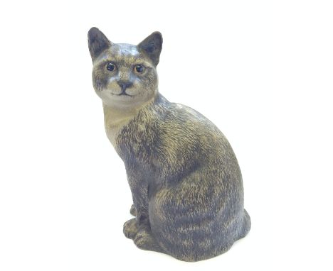 A Poole Pottery Barbara Linley Adams stoneware model of a Seated Cat.