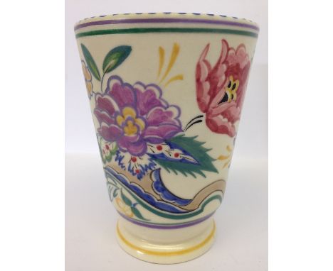 A Poole Pottery vase, shape 170, decorated in the AP pattern by Hilda Hampton (6").