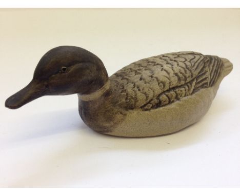 A Poole Pottery Barbara Linley Adams stoneware model of a Decoy Duck.