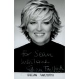 Gillian Taylforth signed 6x4 inch black and white photo. Dedicated. Good condition Est.