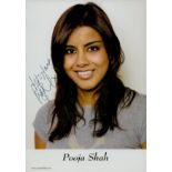 Pooja Shah signed 6x4 inch colour promo photo. Good condition Est.