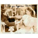 Claudia Barrett signed 10x8 inch vintage sepia "The Happy Years" movie still photo. Good condition