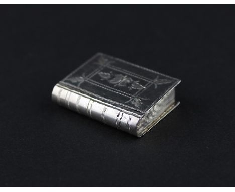 A George III silver patch box, by Cocks &amp; Bettridge, assayed Birmingham 1802, in the form of a miniature book, with hinge