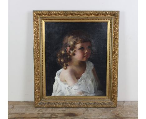 An early 20th cent Contintental study oil portrait of girl