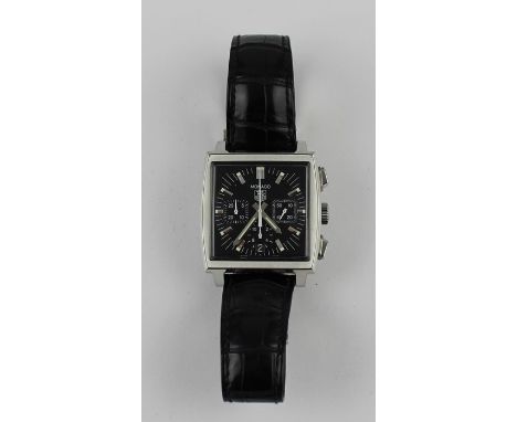 A gentleman's TAG Heuer "Monaco" stainless steel automatic chronometer wrist watch,&nbsp;Ref; CW2111-0, having black square d
