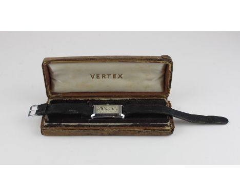 A Vertex "Duo Dial" nickel chromed stainless steel doctors' watch, manual wind, having silvered Arabic numeral 12 hour dial w