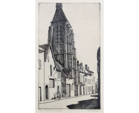 WILLIAM WILSON RSA RSW (SCOTTISH 1905 - 1972), JOUR DE VAL, PROVINS, etching, inscribed with title and signed, framed under g
