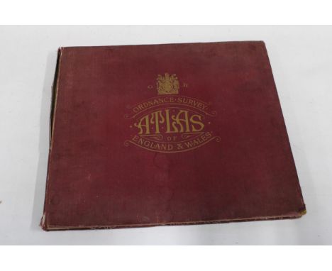 'Ordnance Survey Atlas of England &amp; Wales' 1922, complete but split, 35 x 40cm