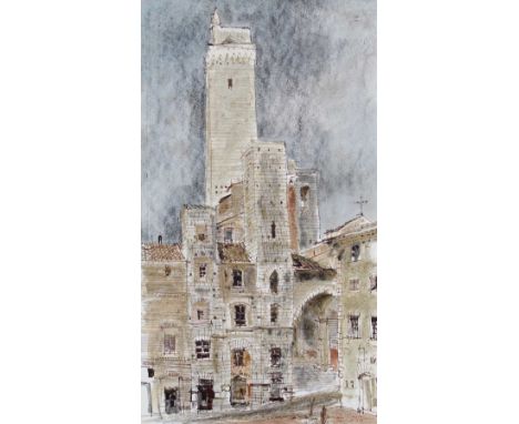FRANK WHITE (FRANCIS SIBBALD WHITE) TOWERS OF SAN GIMIGNANO, watercolour &amp; ink, signed lower right and dated '74, framed 