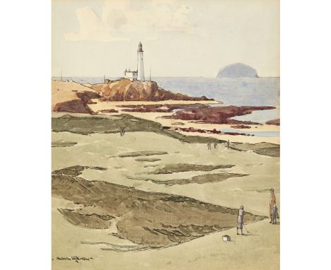 [§] NORMAN WILKINSON (BRITISH 1878-1971)TEE-ING OFF AT TURNBERRYSigned, ink and watercolour, unframed22.5cm x 26cm (8.75in x 
