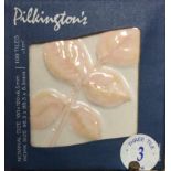 2443 BXS - 3 TILES/BOX (ONE PALLET) PILKINGTONS SAND CORAL LEAVES WALL TILES 100X100X6.5MM