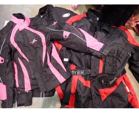 Three motorcycle jackets including a ladies example. P&amp;P Group 2 (£18+VAT for the first lot and £3+VAT for subsequent lot