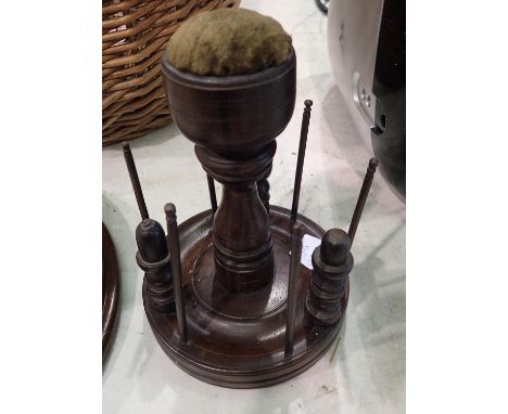 Mahogany bobbin holder. P&amp;P Group 1 (£14+VAT for the first lot and £1+VAT for subsequent lots) 