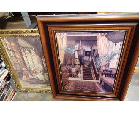 Large gilt framed print , 102 x 77 cm, and a further example (2). Not available for in-house P&amp;P 