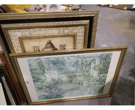 Mixed prints in decorative frames, 80 x 100 cm, and a further print. Not available for in-house P&amp;P 